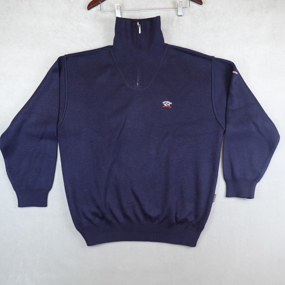 Paul & Shark Sweater Mens XXL Navy Blue Half Zip Italy Knit EUC